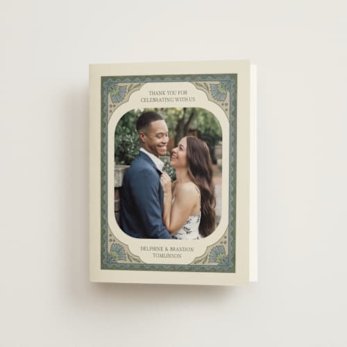 This is a robin's egg wedding thank you cards with standard by Jen Owens called century printing on strathmore in standard