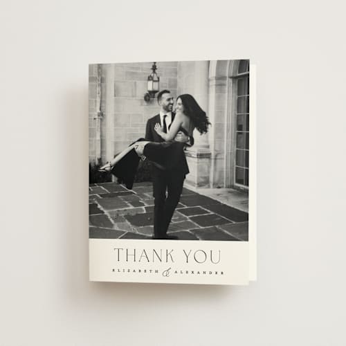This is a cotton wedding thank you cards with standard by Carolyn Nicks called grande printing on strathmore in standard
