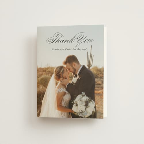 This is a snow wedding thank you cards with standard by Brandy Folse called classically elegant printing on strathmore in standard