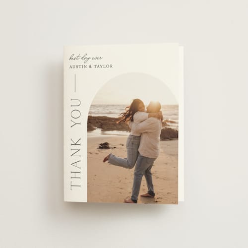 This is a cotton wedding thank you cards with standard by Vanessa Doyle called in love printing on strathmore in standard