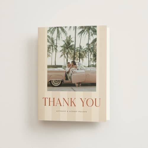 This is a butter wedding thank you cards with standard by Pixel and Hank called ambrosial printing on strathmore in standard