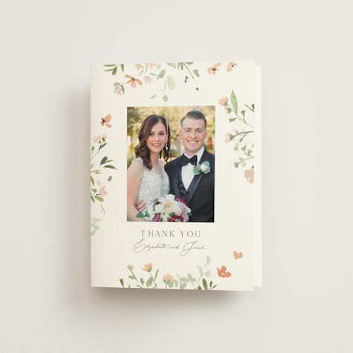 This is a toffee wedding thank you cards with standard by Everett Paper Goods called brynn printing on strathmore in standard
