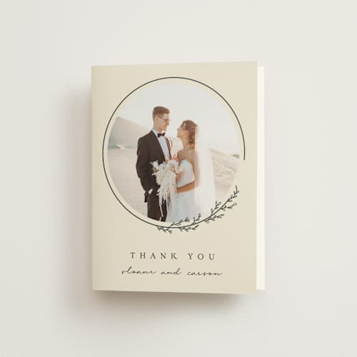This is a almond wedding thank you cards with standard by Brianne Larsen called branched printing on strathmore in standard