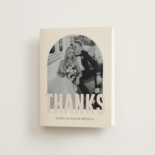 This is a blush wedding thank you cards with standard by Pixel and Hank called salted printing on strathmore in standard