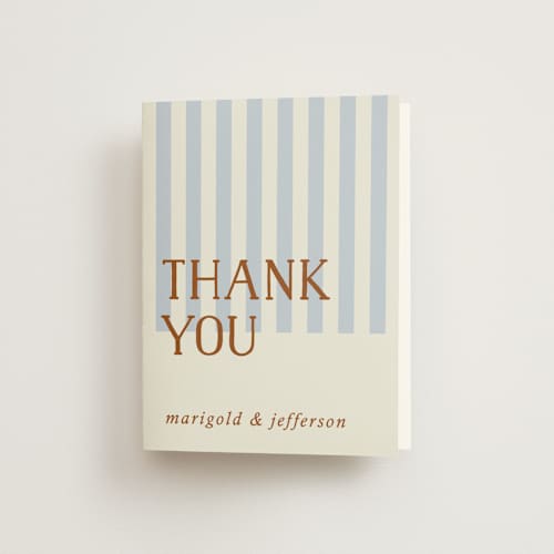 This is a wave wedding thank you cards with standard by Kelly Watkins called stripes printing on strathmore in standard