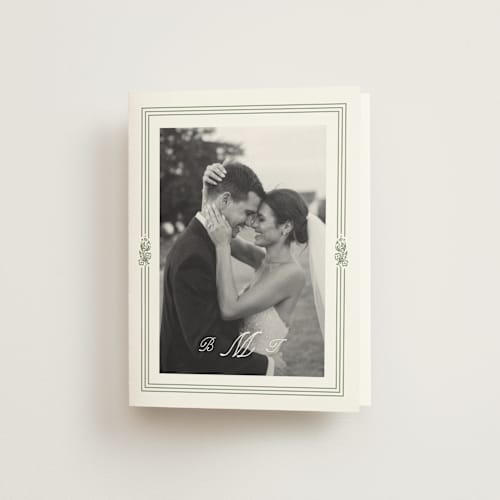 This is a leaf wedding thank you cards with standard by Kate Ahn called court printing on strathmore in standard