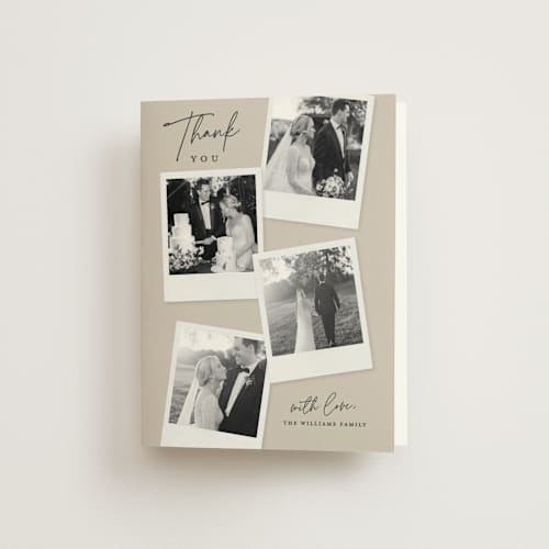 This is a dune wedding thank you cards with standard by Kerry Doyle called instant elegance printing on strathmore in standard
