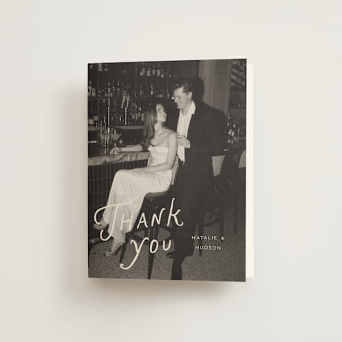 This is a shadow wedding thank you cards with standard by Pixel and Hank called lovers printing on strathmore in standard