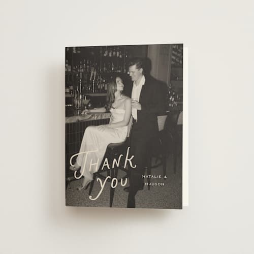This is a shadow wedding thank you cards with standard by Pixel and Hank called lovers printing on strathmore in standard