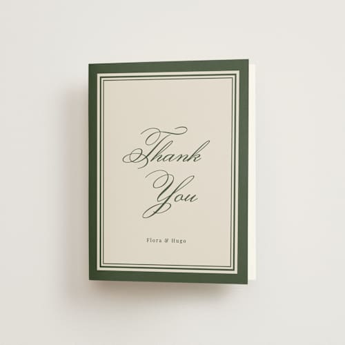 This is a evergreen wedding thank you cards with standard by Kelly Watkins called emerson printing on strathmore in standard