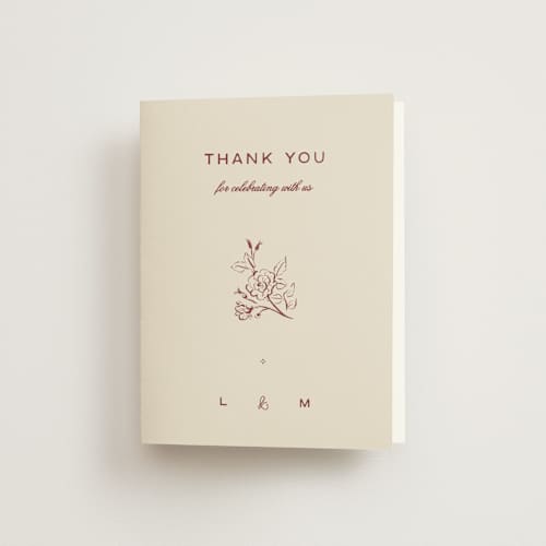 This is a rust wedding thank you cards with standard by Ani Somi called rose ink printing on strathmore in standard