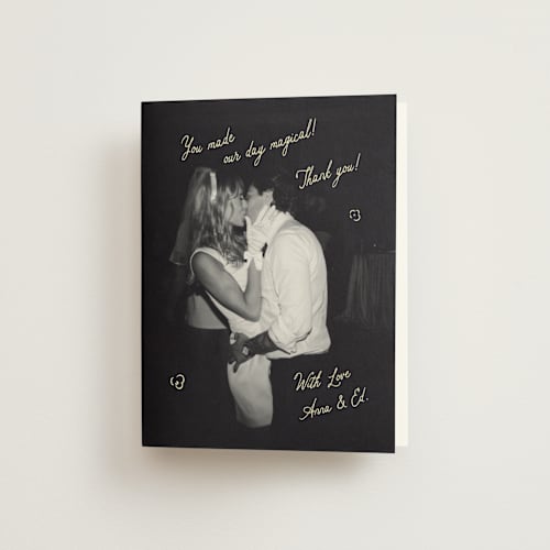 This is a oat wedding thank you cards with standard by Helena Vitto called love rests in a garden printing on strathmore in standard