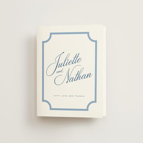 This is a bluebell wedding thank you cards with standard by Jessica Williams called marenza printing on strathmore in standard