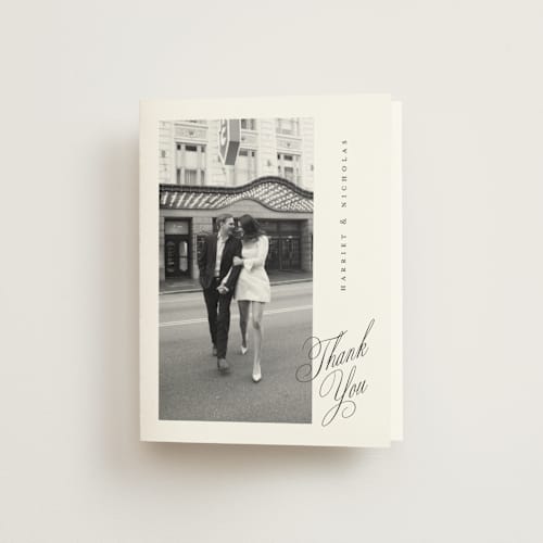 This is a noir slate wedding thank you cards with standard by Ana de Sousa called written with love printing on strathmore in standard