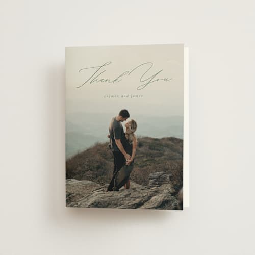 This is a fern wedding thank you cards with standard by Helen Halik called over the mountains printing on strathmore in standard