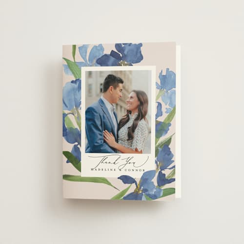 This is a natural wedding thank you cards with standard by Everett Paper Goods called irises printing on strathmore in standard