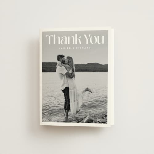 This is a blackberry wedding thank you cards with standard by Claudia Orengo called news! printing on strathmore in standard