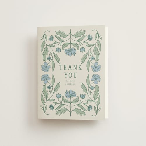This is a garden wedding thank you cards with standard by Kelly Watkins called botanical printing on strathmore in standard
