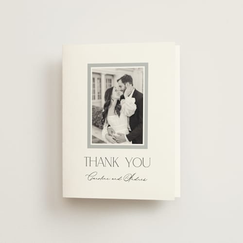 This is a cotton wedding thank you cards with standard by Vanessa Doyle called contemporary printing on strathmore in standard