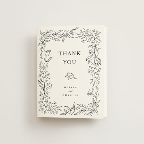 This is a alpine wedding thank you cards with standard by Pixel and Hank called floral cascade printing on strathmore in standard
