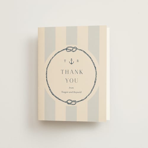 This is a sea breeze wedding thank you cards with standard by Rebecca Durflinger called nautical nuptials printing on strathmore in standard