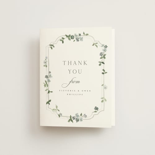 This is a mist wedding thank you cards with standard by Everett Paper Goods called wistful printing on strathmore in standard