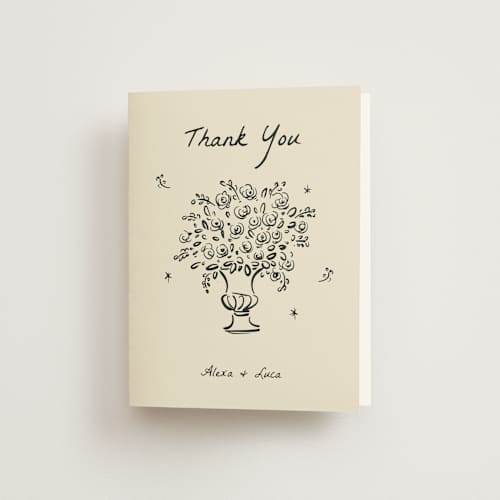 This is a vanilla wedding thank you cards with standard by Ani Somi called roses printing on strathmore in standard