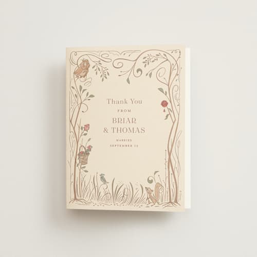 This is a autumn wedding thank you cards with standard by Morgan Ramberg called disney storybook printing on strathmore in standard