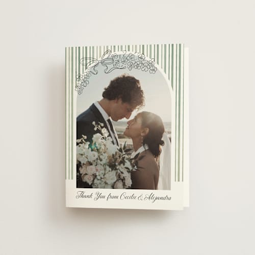 This is a violet wedding thank you cards with standard by Jenna Holcomb called forget me nots printing on strathmore in standard