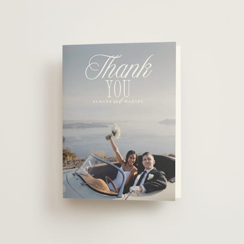 This is a porcelain wedding thank you cards with standard by Maria Alou called his & hers printing on strathmore in standard