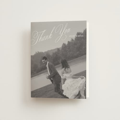 This is a pearl wedding thank you cards with standard by Pixel and Hank called enamored printing on strathmore in standard