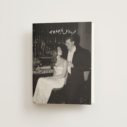 This is a ivory wedding thank you cards with standard by Stephanie Heinrich Godbout called lovers printing on strathmore in standard