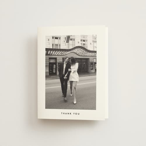 This is a silk wedding thank you cards with standard by Kelly Schmidt called framed minimalist printing on strathmore in standard
