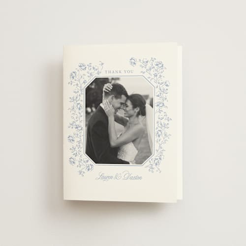 This is a sky wedding thank you cards with standard by Robert and Stella called framed florals printing on strathmore in standard