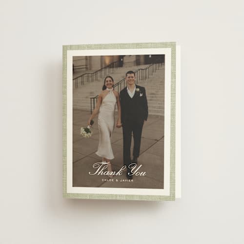 This is a garden wedding thank you cards with standard by Kelly Schmidt called summer linen printing on strathmore in standard
