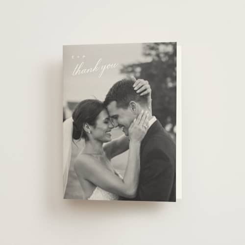 This is a cotton wedding thank you cards with standard by Amy Kross called aspen knoll printing on strathmore in standard