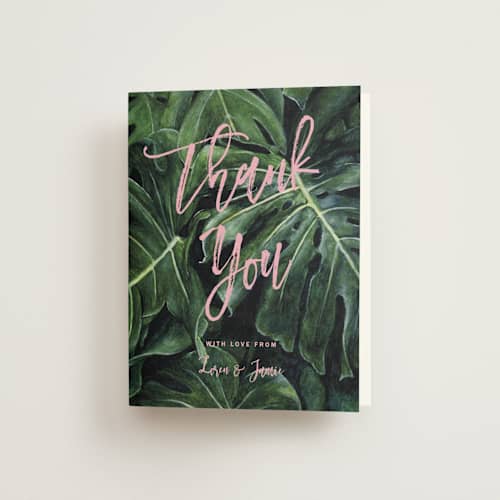 This is a carnation wedding thank you cards with standard by Elly called paradise printing on strathmore in standard