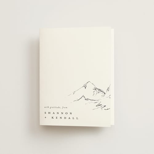 This is a snow wedding thank you cards with standard by Mere Paper called sketched mountains printing on strathmore in standard