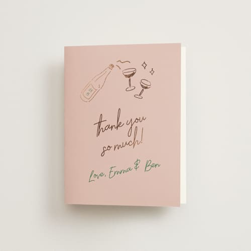 This is a avocado wedding thank you cards with foil pressed by Helena Vitto called handwritten letter printing on strathmore in standard