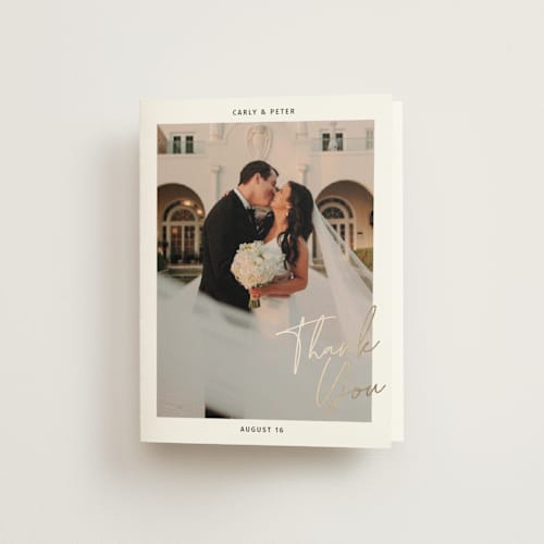 This is a midnight wedding thank you cards with foil pressed by Inkblot Design called metro printing on strathmore in standard