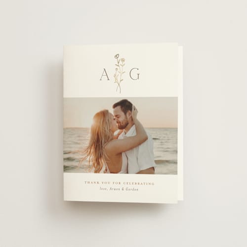 This is a chiffon wedding thank you cards with foil pressed by chocomocacino called kouignette printing on strathmore in standard