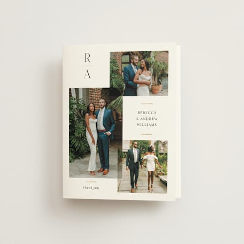 This is a cotton wedding thank you cards with foil pressed by Jessica Williams called multiple printing on strathmore in standard