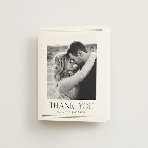 This is a spun sugar wedding thank you cards with foil pressed by Jessica Williams called fineline printing on strathmore in standard