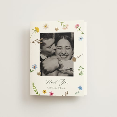 This is a garden wedding thank you cards with foil pressed by Yaling Hou Suzuki called bright garden printing on strathmore in standard