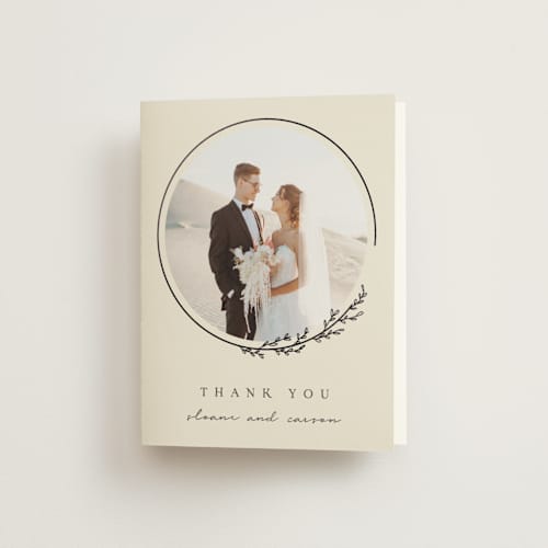 This is a almond wedding thank you cards with foil pressed by Brianne Larsen called branched printing on strathmore in standard