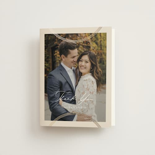 This is a latte wedding thank you cards with foil pressed by Kristie Kern called misha printing on strathmore in standard
