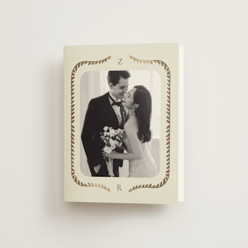 This is a emerald wedding thank you cards with foil pressed by Jen Owens called frame printing on strathmore in standard