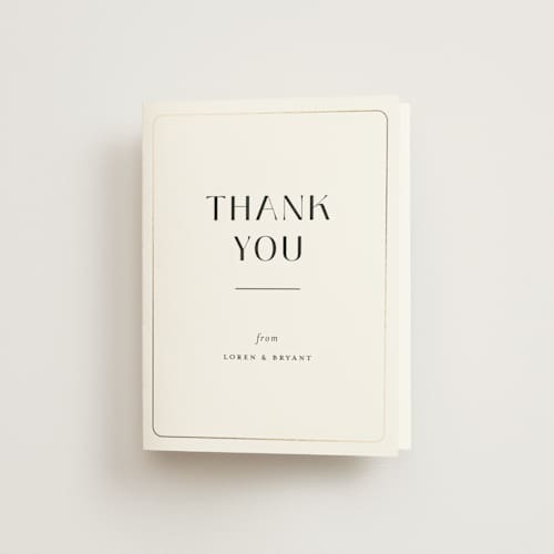 This is a cotton wedding thank you cards with foil pressed by Christie Garcia called loren printing on strathmore in standard