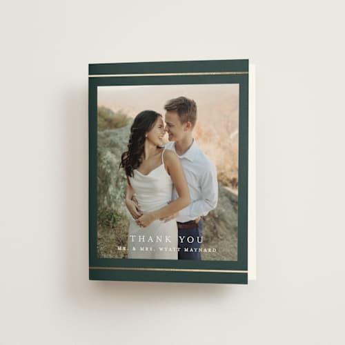 This is a forest wedding thank you cards with foil pressed by Stacey Meacham called style and grace printing on strathmore in standard