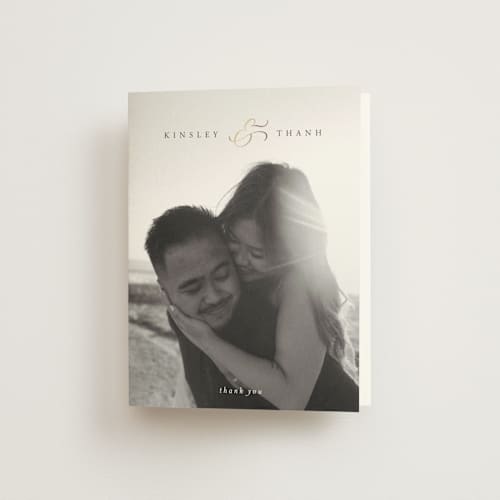 This is a classique wedding thank you cards with foil pressed by Design Lotus called you & me printing on strathmore in standard